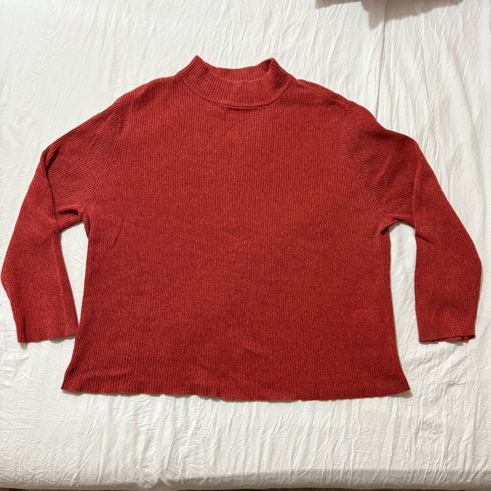 2X Hannah Mock-neck Orange/Red Sweater - 100% Cotton